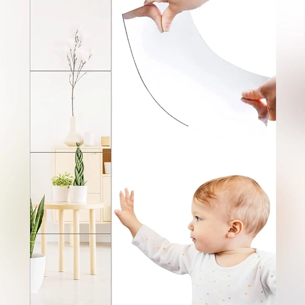 🆕 Modern Wall Mirror Squares Set - 4 Pcs